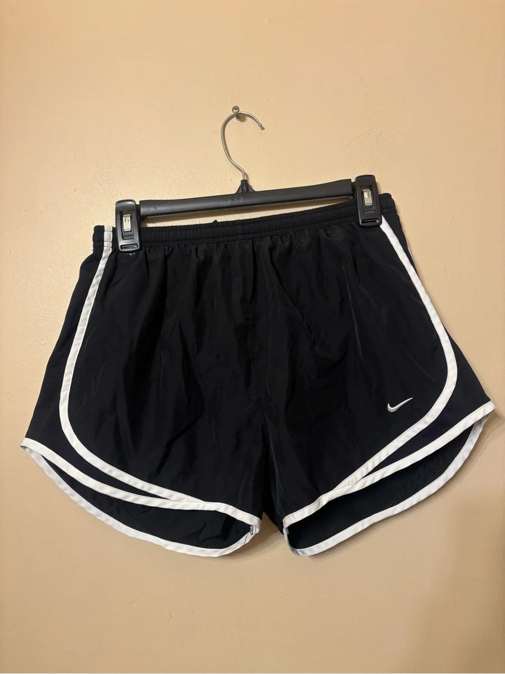 Nike Black lined Athletic Shorts with White Trim size M